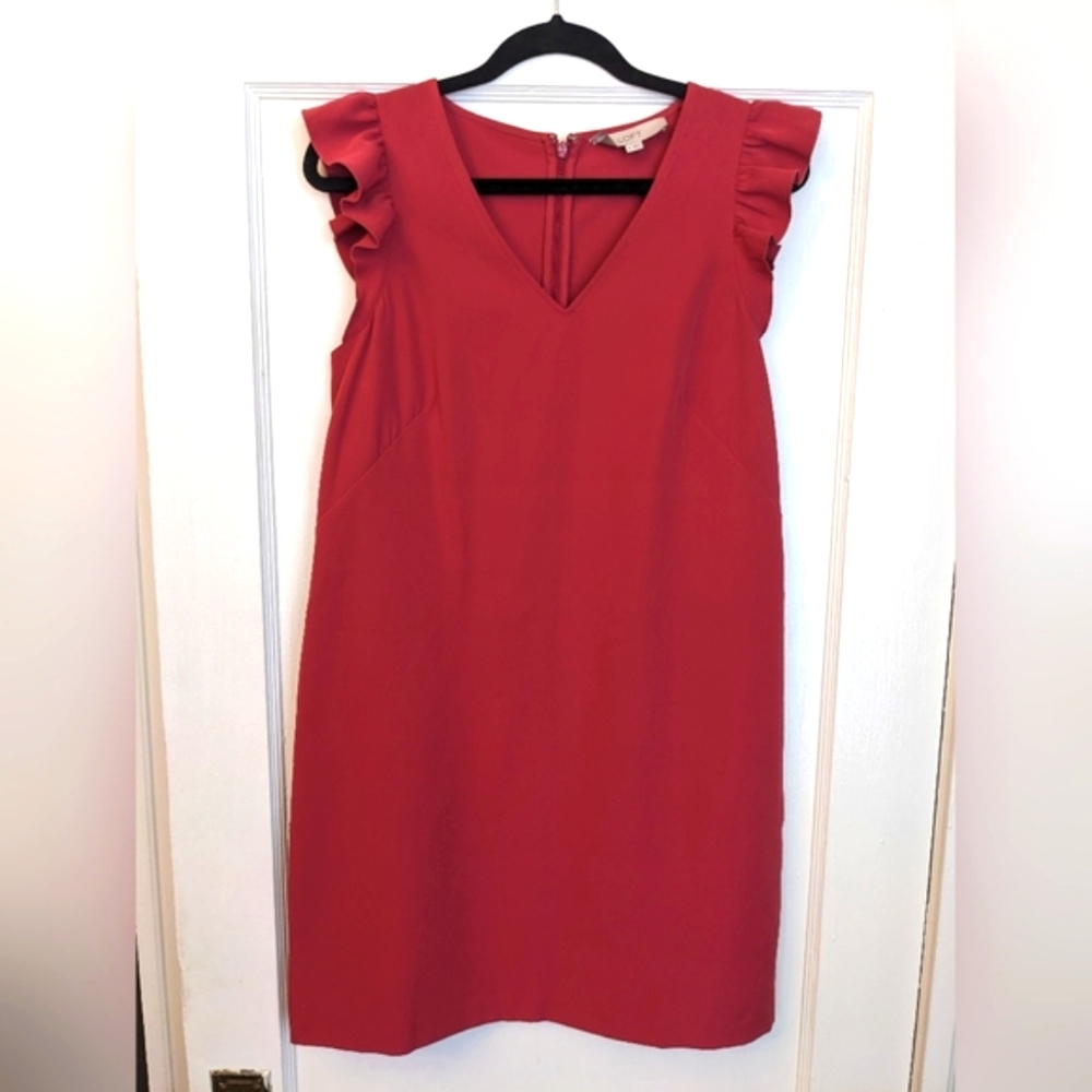 LOFT Pink Ruffle Sleeve Dress Women's Sz. 6